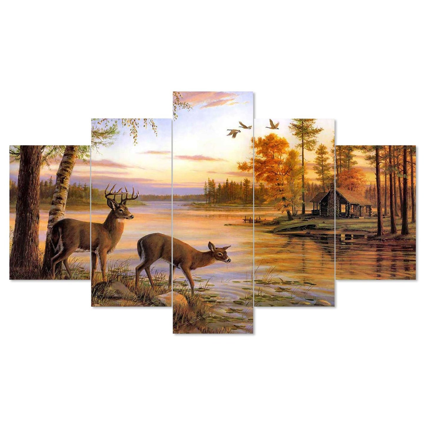 Nature Set of Five 3D Framed Paintings for Wall Decoration – Ideal for Home, Living Room, and Bedroom (75 x 43 CM)