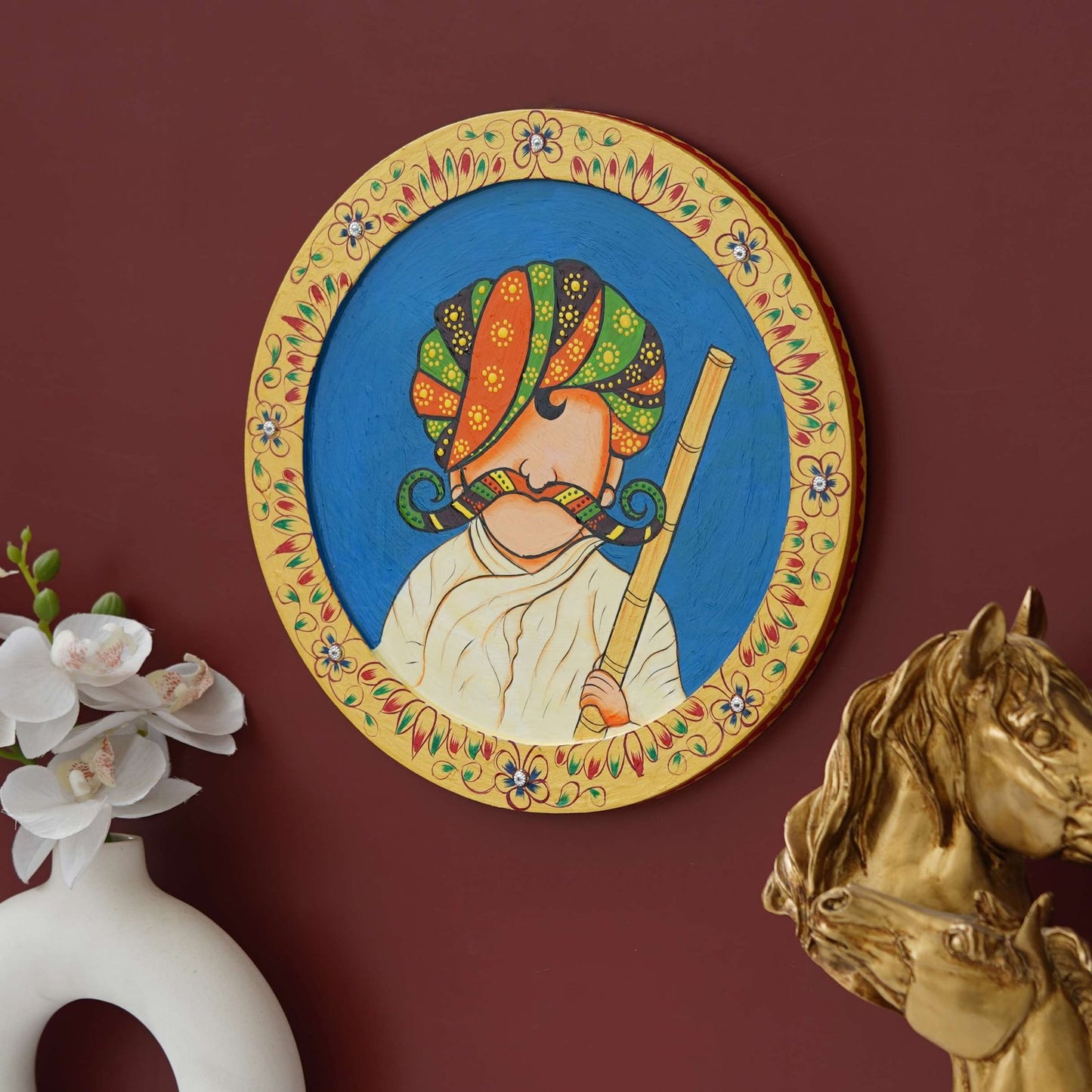 Rajasthani Pichwai Hand-Painted Pichhwai Plate For Home Décor