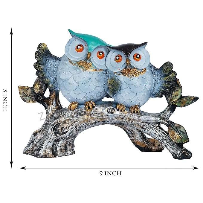 Owl Family Sitting on Tree Decorative Bird Showpieces Statue for Home Decor Living Room Bedroom Wall Shelf Table Top Garden Decoration Items -6
