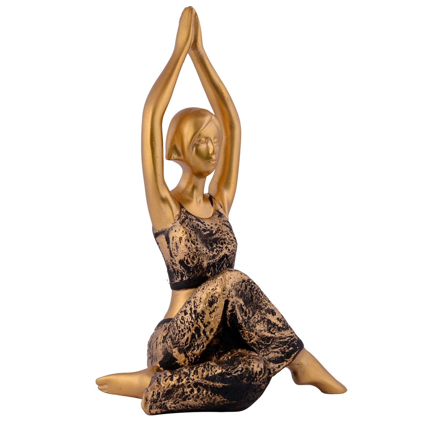 Suitable for home decor Yoga Posture Lady Statue Idol for Home Yoga Statue three pair admirable piece of gift (golden)