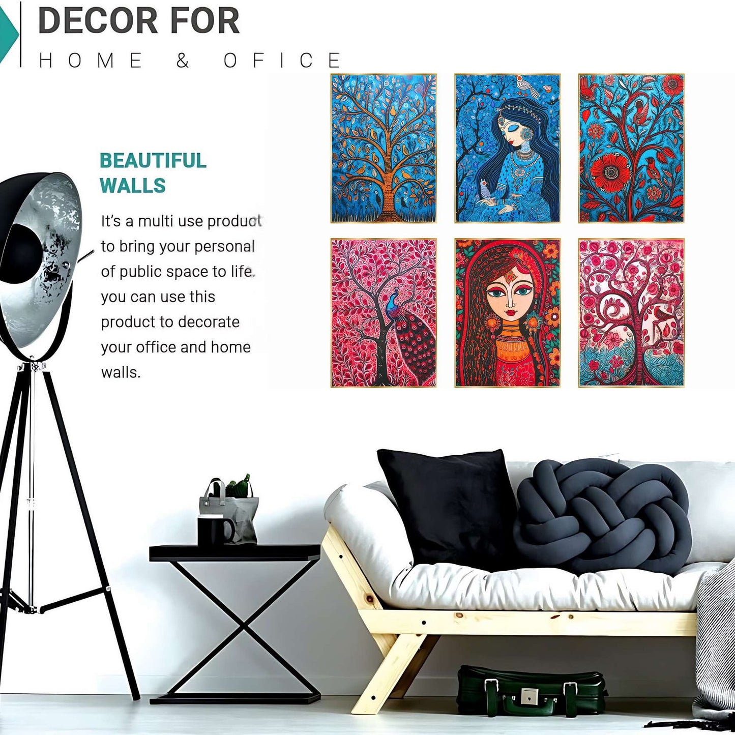 Set of Six Wall Paintings for Wall Dacoration Golden Framed Wall Paintings for Living Room & Bedroom Wall Art for Home Decoration & Office Wall Décor (17×13 inch CH-GD6-1)
