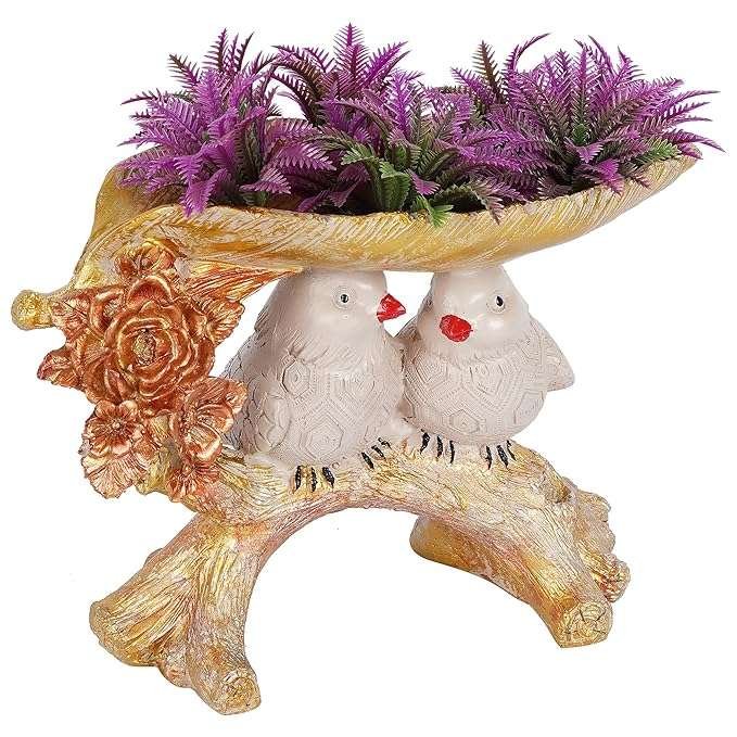 Resin Handcrafted Birds Couple On Tree Showpiece Bird Statue For Home Dcor Living Room Bedroom Table Top Antique Garden Decoration Items