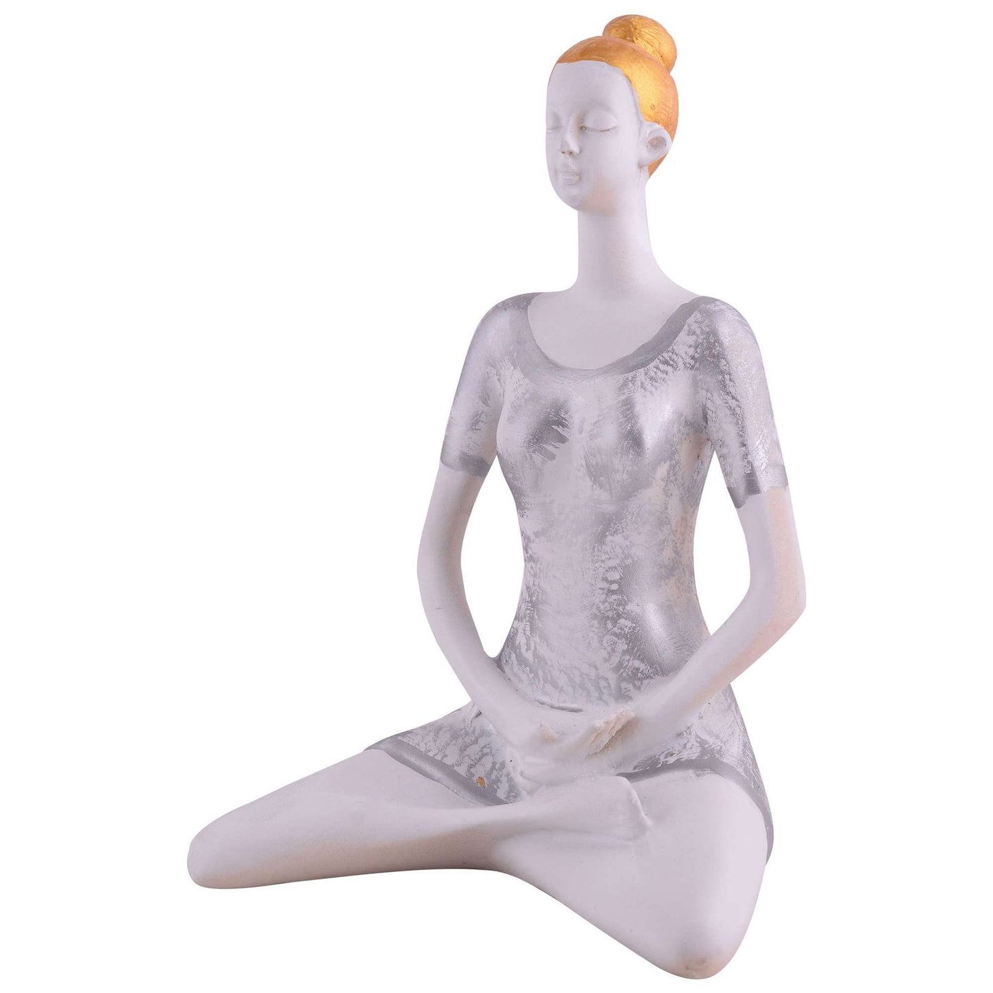 Suitable for home decor Yoga Posture Lady Statue Idol for Home Yoga Statue admirable piece of gift (silver)