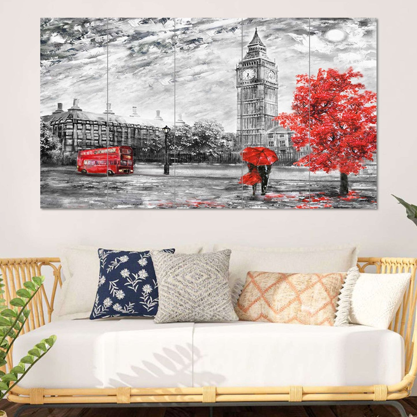 Set Of 5 Wooden Framed Wall Paintings