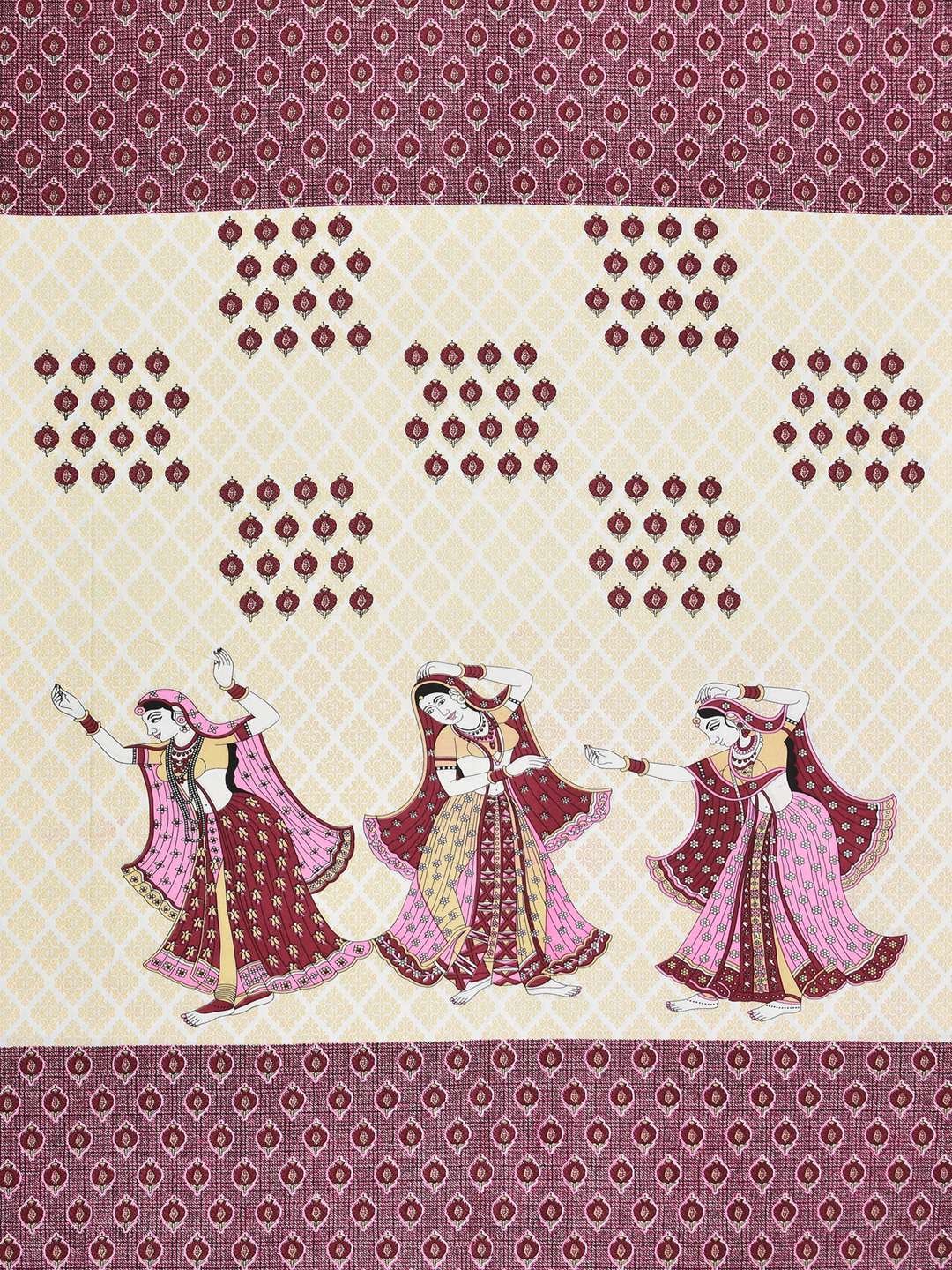 100% Pure Cotton Traditional Printed Bedsheet for Double Bed King Size Bedsheet with 2 Pillow Covers