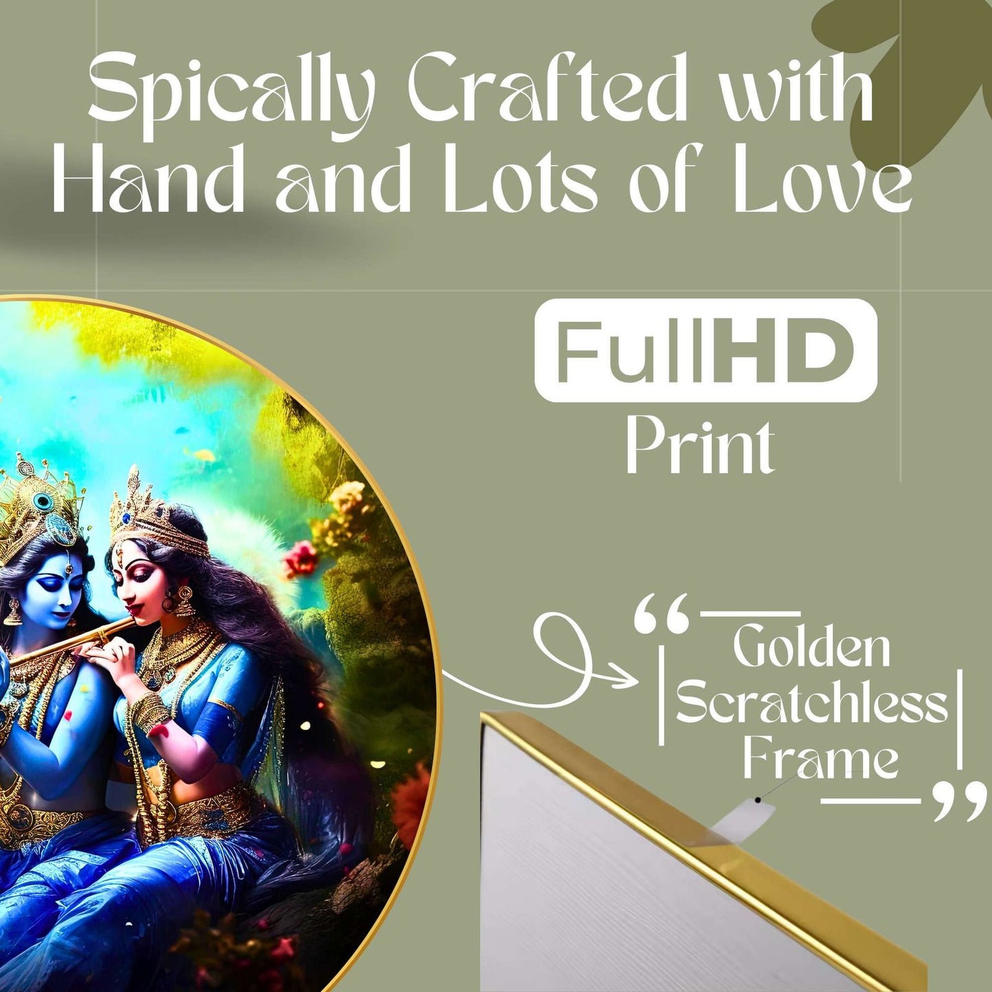 Wall Painting for Wall Decoration with Frame Sparkle Glossy Round Golden Framed Large Painting Office, Living Room, Bedroom, Home Decoration