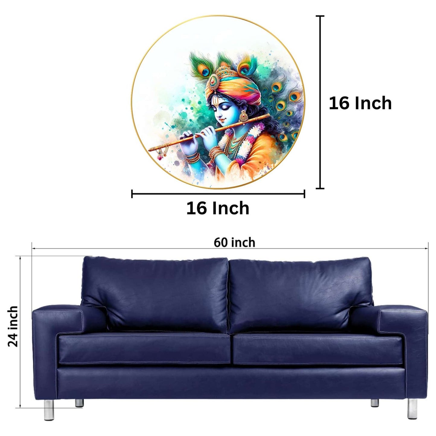 Wall Painting for Wall Decoration with Frame Sparkle Glossy Round Golden Framed Large Painting Office, Living Room, Bedroom, Home Decoration