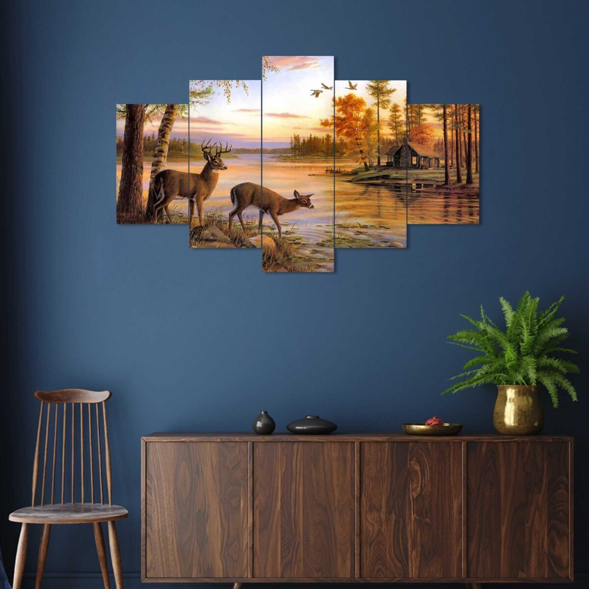 Nature Set of Five 3D Framed Paintings for Wall Decoration – Ideal for Home, Living Room, and Bedroom (125 x 60 CM)