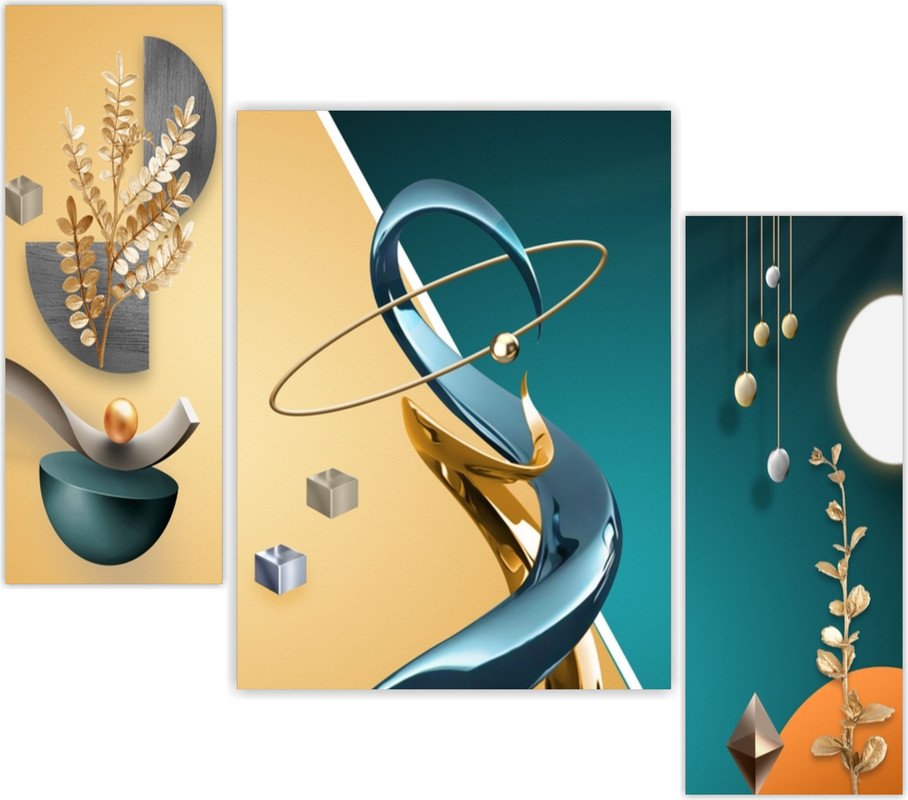 Set Of 3 Digital Wall Painting
