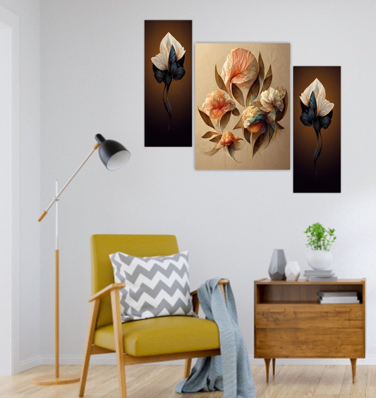 Set Of 3 Digital Wall Painting