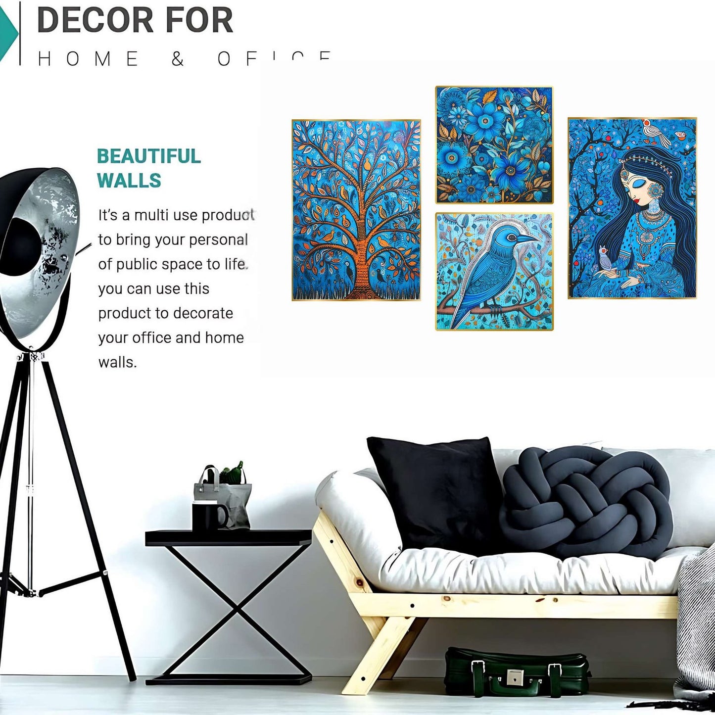 Set of Four Wall Paintings for Wall Dacoration Golden Framed Wall Paintings for Living Room & Bedroom Wall Art for Home Decoration & Office Wall Décor (13×10 inch CH-GD4-2)