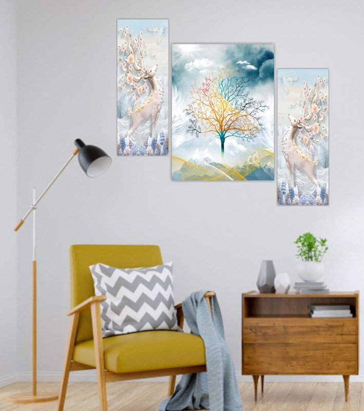 Set Of 3 Digital Wall Painting