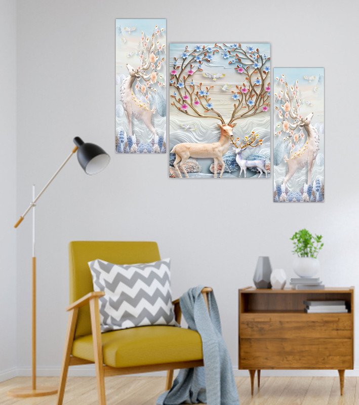 Set Of 3 Digital Wall Painting