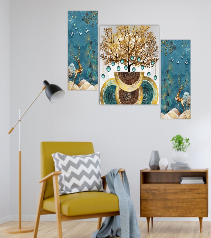 Set Of 3 Digital Wall Painting