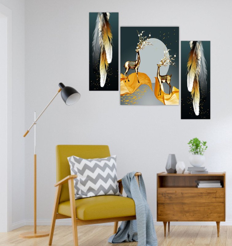 Set Of 3 Digital Wall Painting