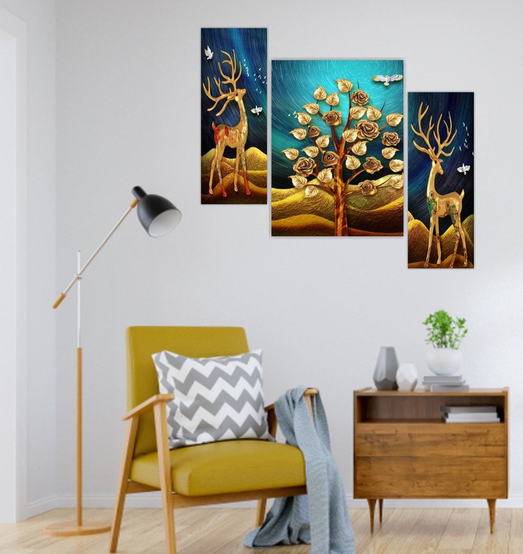 Set Of 3 Digital Wall Painting