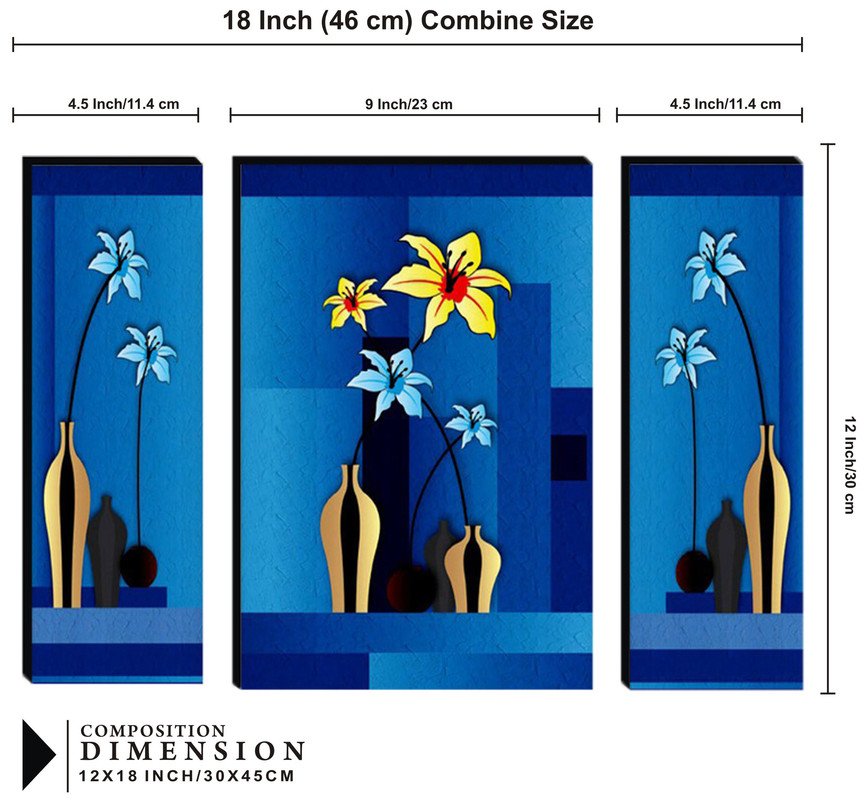 Set Of 3 Digital Wall Painting