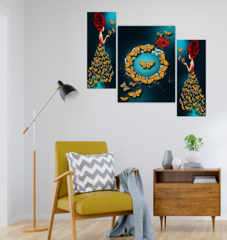 Set Of 3 Digital Wall Painting