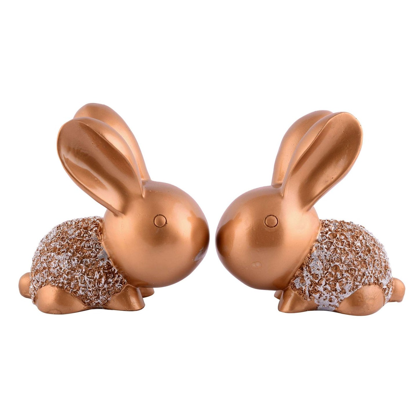 Rabbit Cute Pair Statue for Home Decor Showpiece | Kids Room Decorative Showpiece (Copper)