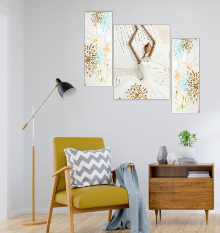 Set Of 3 Digital Wall Painting