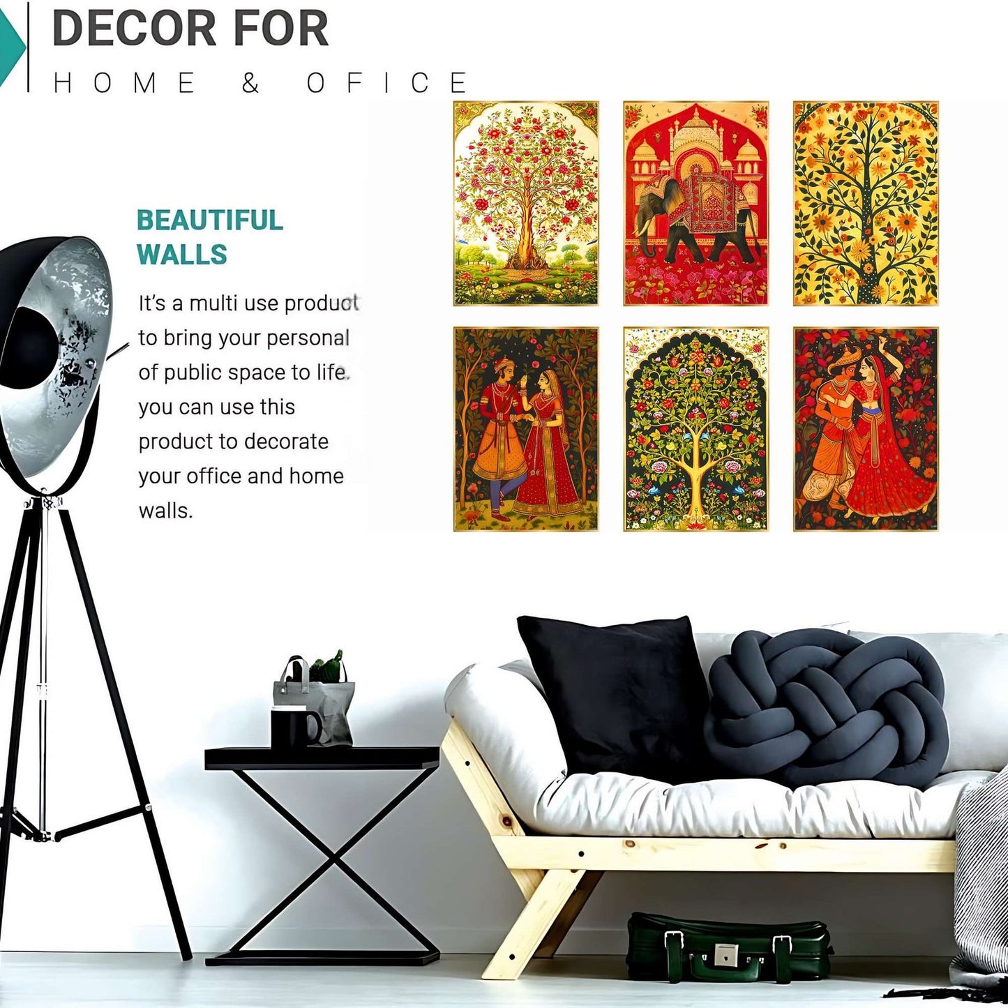 Set of Six Wall Paintings for Wall Dacoration Golden Framed Wall Paintings for Living Room & Bedroom Wall Art for Home Decoration & Office Wall Décor (17×13 inch CH-GD6-10)