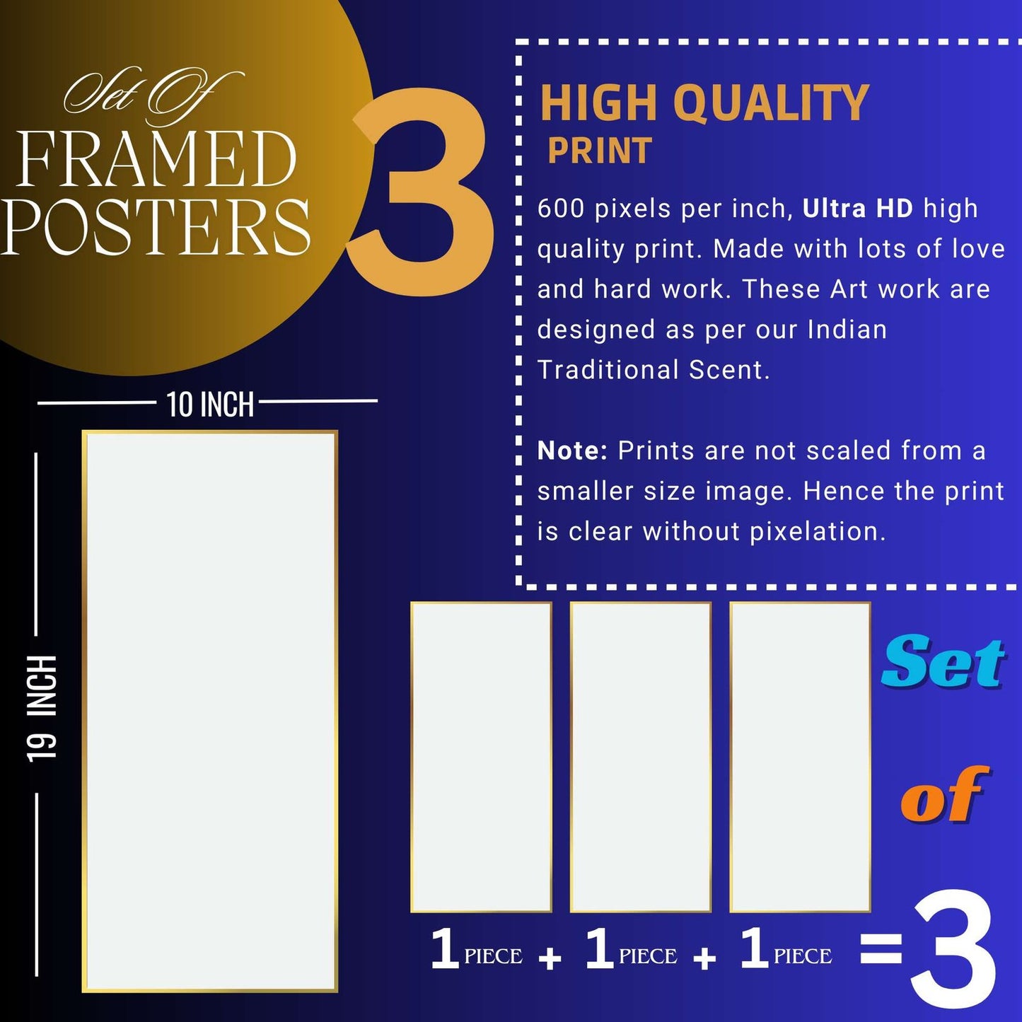 Set of Two Wall Paintings for Wall Dacoration Golden Framed Wall Paintings for Living Room & Bedroom Wall Art for Home Decoration & Office Wall Décor (14×11 inch CH-GD2-22)