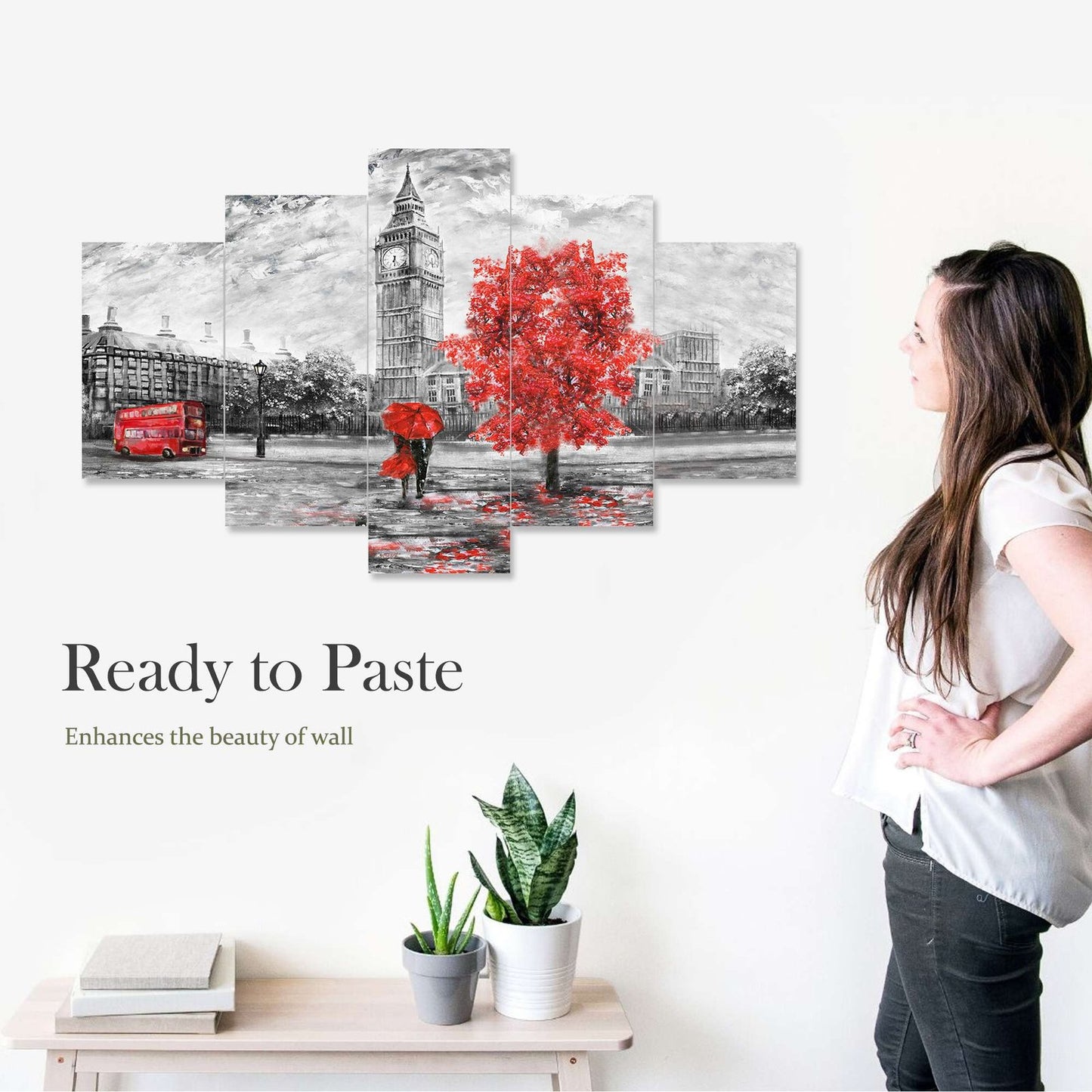 Modern Art Set of Five 3D Framed Paintings for Wall Decoration – Ideal for Home, Living Room, and Bedroom (125 x 60 CM)