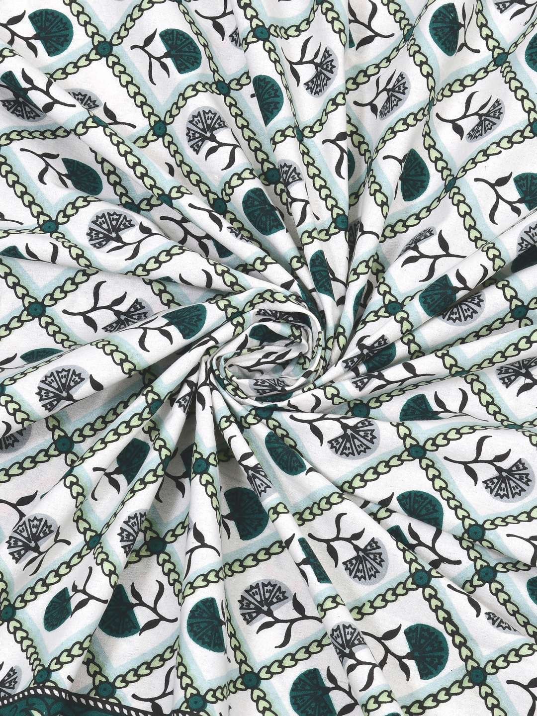100% Pure Cotton Traditional Printed Bedsheet for Double Bed King Size Bedsheet with 2 Pillow Covers