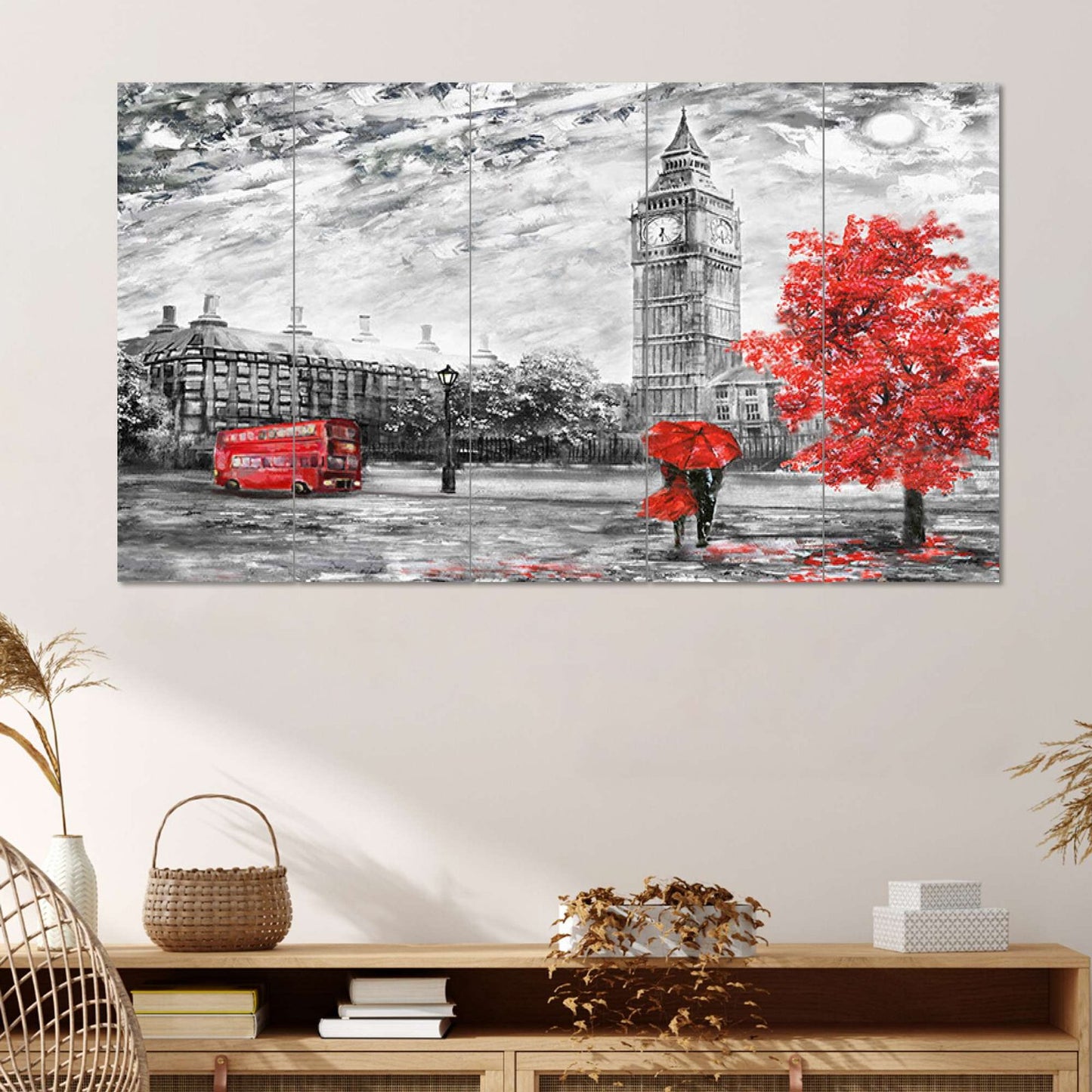 Set Of 5 Wooden Framed Wall Paintings