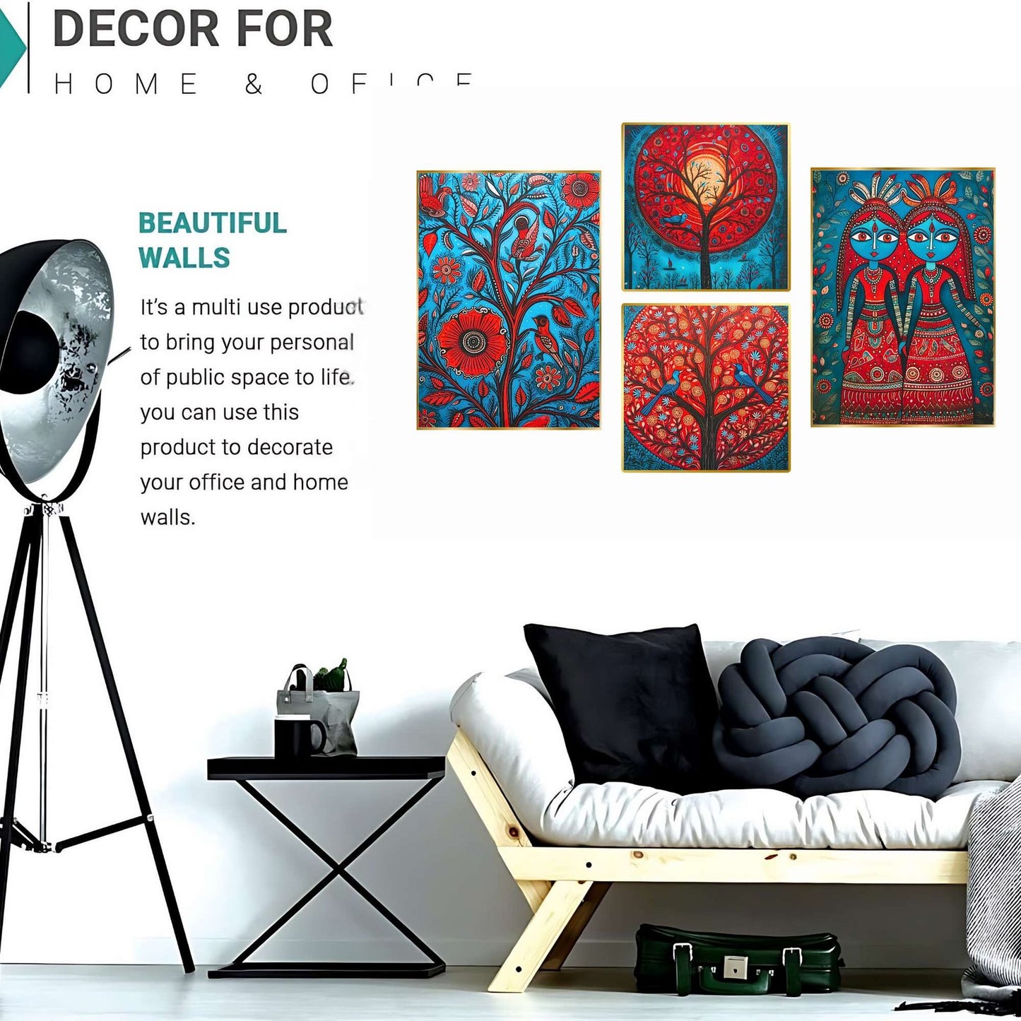 Set of Four Wall Paintings for Wall Dacoration Golden Framed Wall Paintings for Living Room & Bedroom Wall Art for Home Decoration & Office Wall Décor (13×10 inch CH-GD4-9)