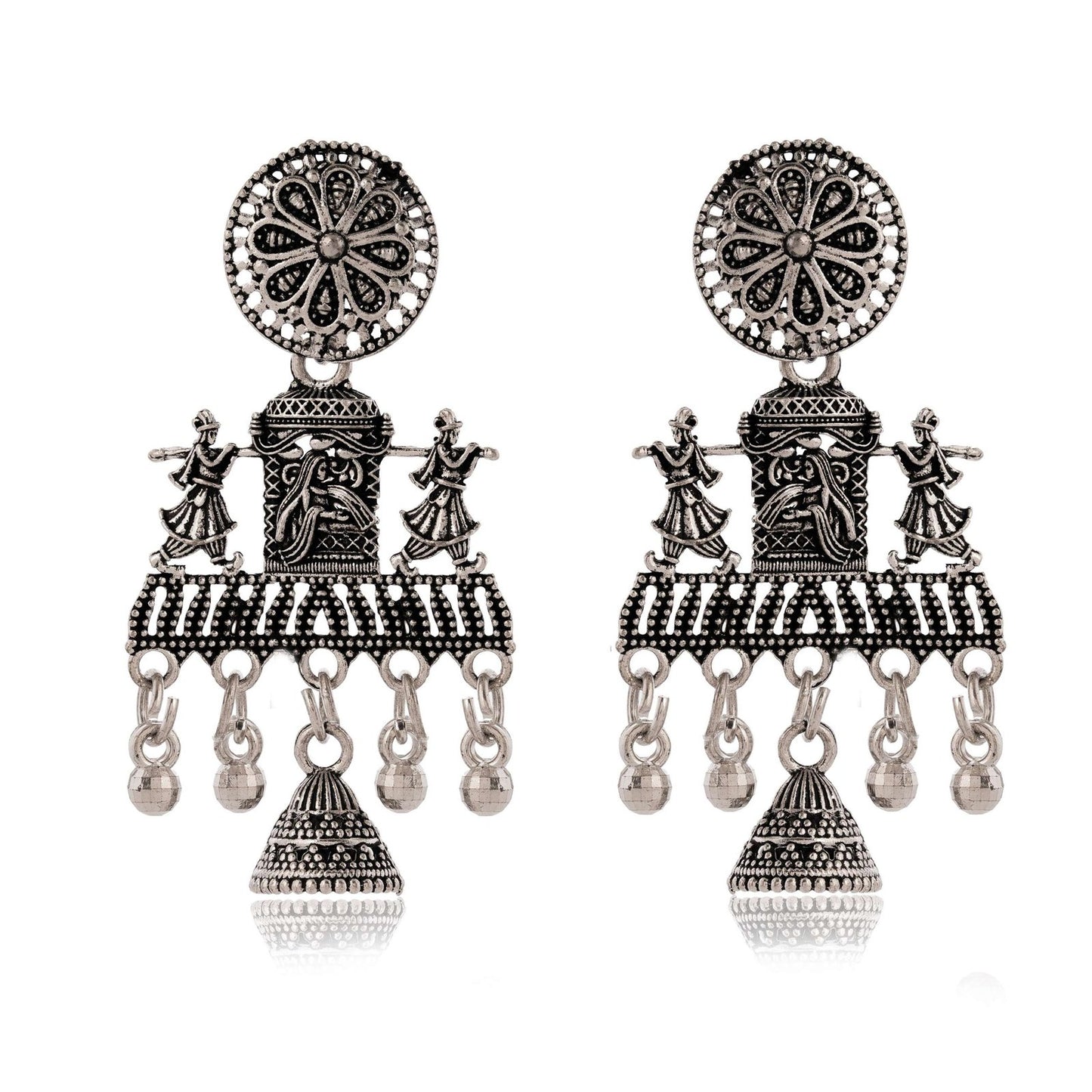 Women’s Indian Traditional AZ838-OXidised Silver Earrings For Women | Doli Wedding Theme Jumka Wedding Wear