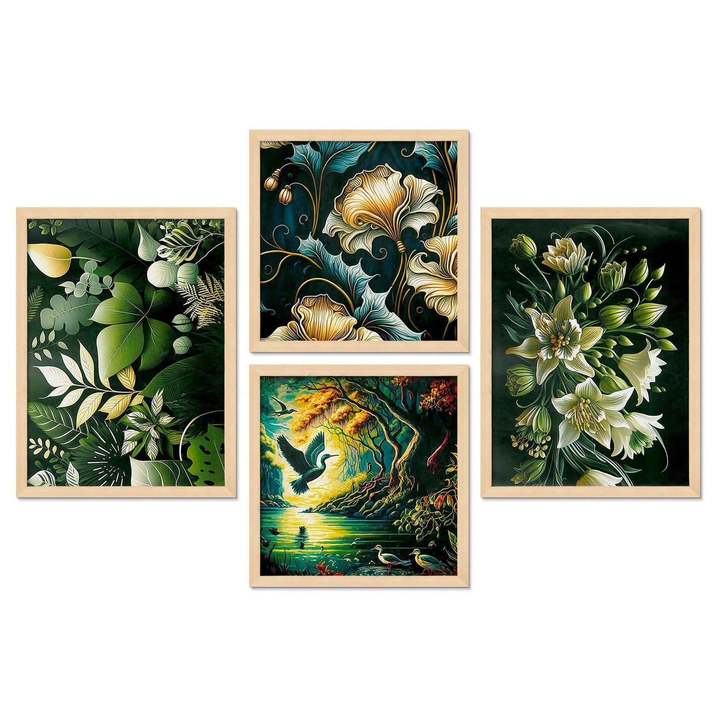 SET OF 4 DIGITAL WALL PAINTING