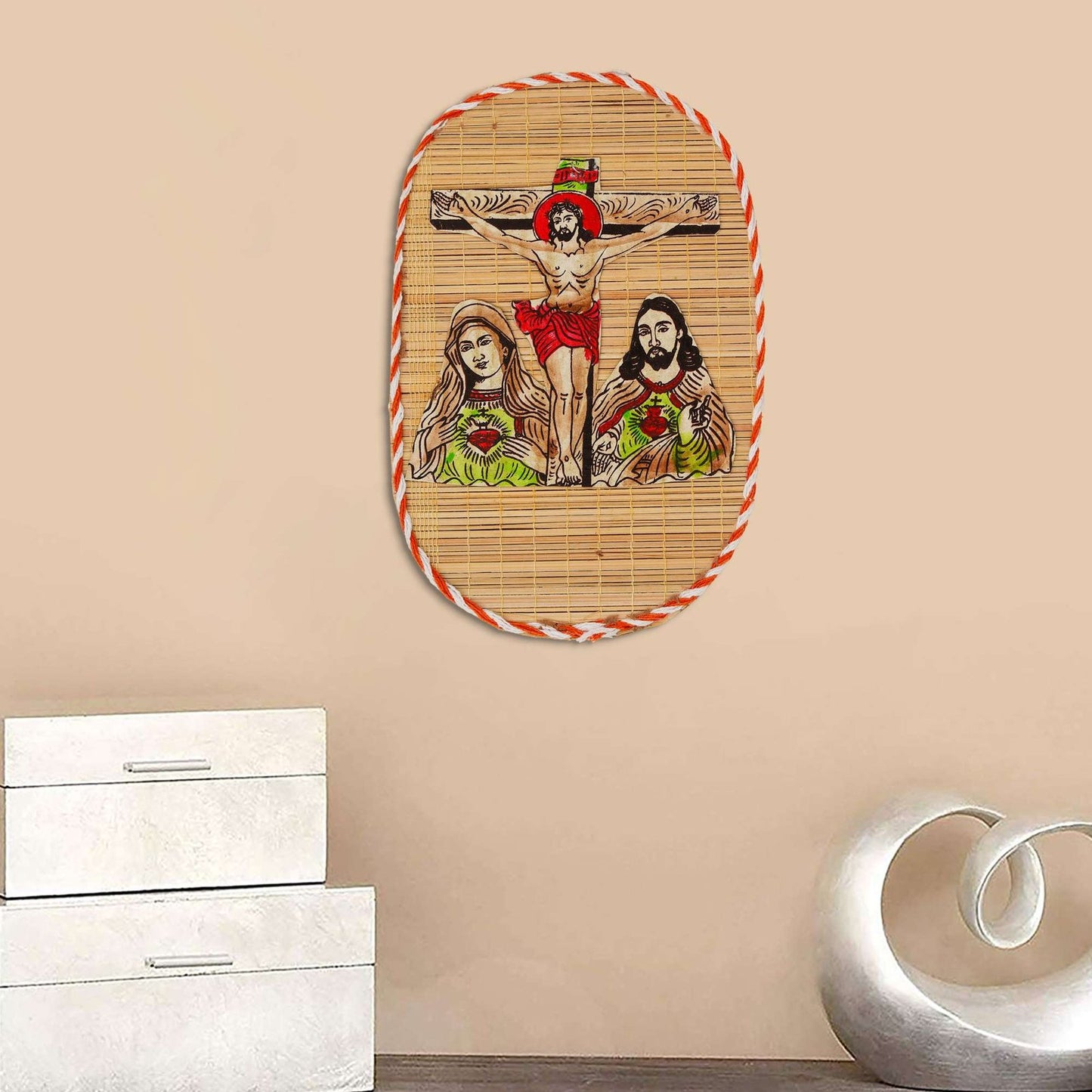 Jesus And Mother Marry Bamboo Design Hand Crafted Modern Interior Wall Hangings
