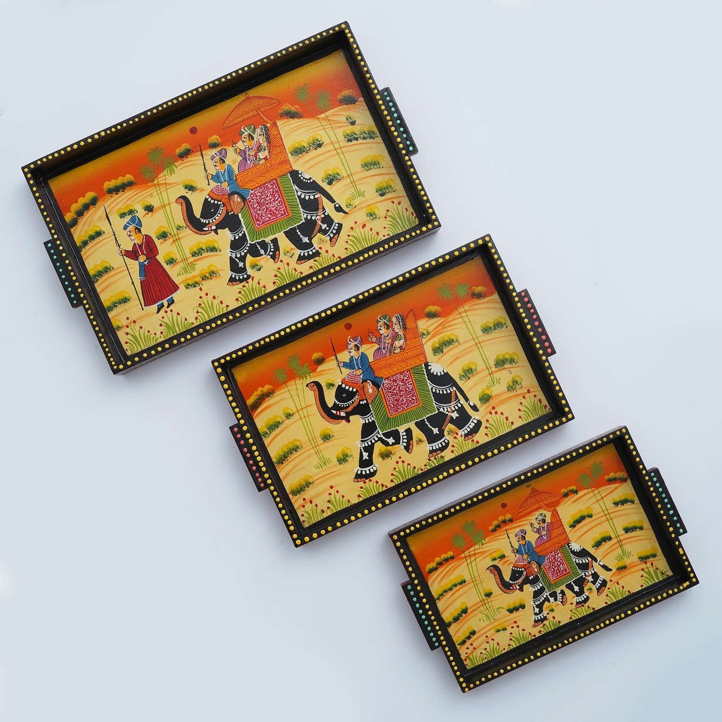 Set of 3 Handcrafted Wooden Trays: Versatile and Elegant Serving Solutions