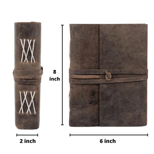 CraftShades – Leather Diary Antique Handmade Journal with Plain Paper for Men and Women, Gift for Raksha Bandhan as Art Sketchbook, Travel Diary and Notebooks to Write 6 x 8 Inch (Plain Paper)