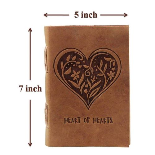 CraftShades – Leather Diary – Antique Handmade Leather Heart of Hearts Bound Notepad for Men and Women Plain Paper Travel Diary and Notebooks to Write 7 x 5 Inch (Camel Brown)