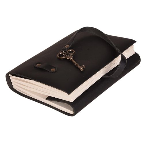 CraftShades – Leather Diary – Antique Handmade Leather Bound Notepad for Men and Women Unlined Paper, Travel Diary and Notebooks -7 x 5 Inches – (Black)