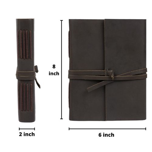 CraftShades – Handmade Vintage Leather Diary with Plain Paper for Men and Women, Raksha Bandhan Gift as Art Sketchbook, Travel Diary and Notebooks to Write, Best Rakhi Gift – 6 x 8 Inches – (Dark Brown)