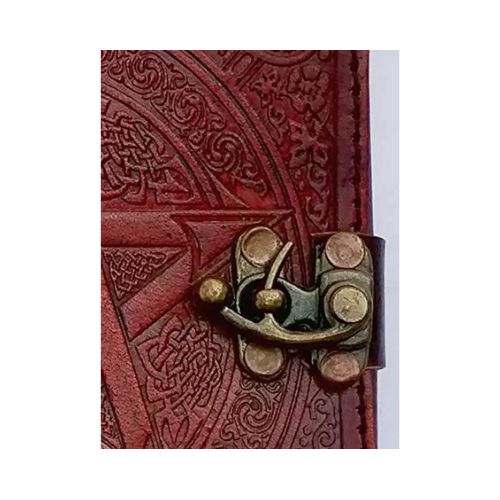 Craftshades -Handmade Leather Diary Embossed with star, journey & double wolf Diary with Antique Lock for Artist Sketchbook, Scrapbook, Drawing, Writing etc .Size 5 * 7 inch