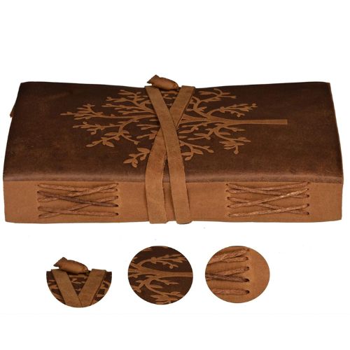 CraftShades – Tree Embossed Leather Diary, Brown Colour Antique Handmade Leather Bound Notepad for Men and Women 7 x 5 Inches, Gift for any one (VINTAGE TREE)