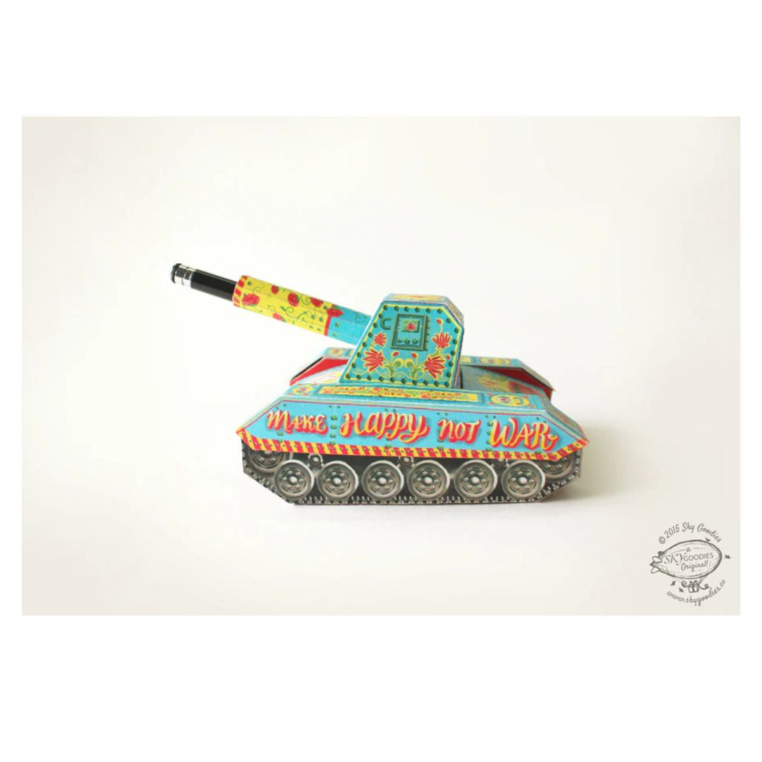 Sky Goodies Colourful Army Paper Tank Pen Holder & Boxes - DIY Paper Craft Kit