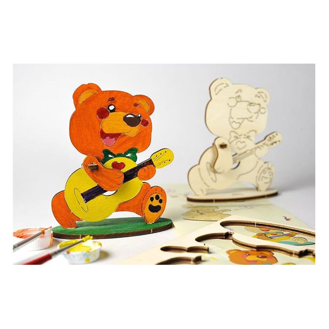 Ugears 3D Wooden Animal Jigsaw Puzzle Games Coloring kit Teddy Bear