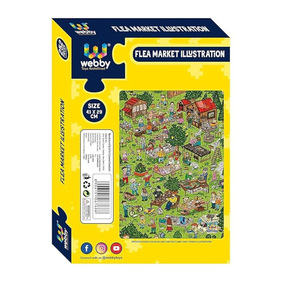 Webby Kids Flea Market Illustration Jigsaw Puzzle for 6 Years and Above 252 Pieces Multicolour