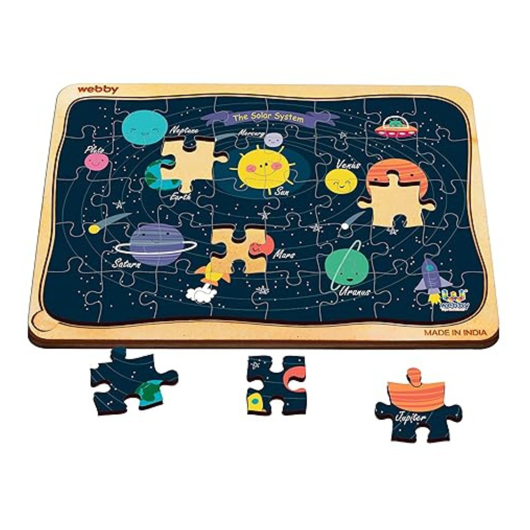Webby Outer Space Solar System Wooden Jigsaw Puzzle Multicolour - 40 Pieces
