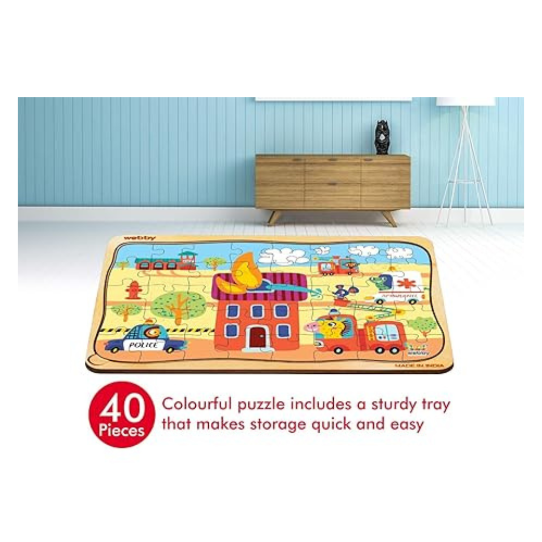 Webby Kids Emergency Vehicles Wooden Jigsaw Puzzle 40Pcs