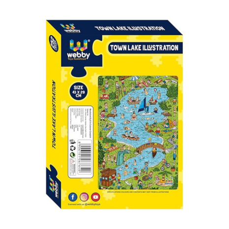 Webby Town Lake Illustration Jigsaw Puzzle 252 Pieces Kids, Multicolor