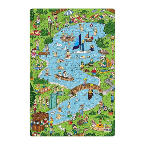 Webby Town Lake Illustration Jigsaw Puzzle 252 Pieces Kids, Multicolor