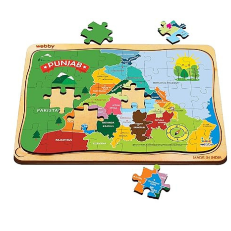 Webby Punjab Map Wooden Jigsaw Puzzle 40Pcs