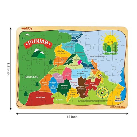 Webby Punjab Map Wooden Jigsaw Puzzle 40Pcs