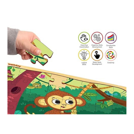 Webby Monkey in Jungle Wooden Jigsaw Puzzle 40Pcs